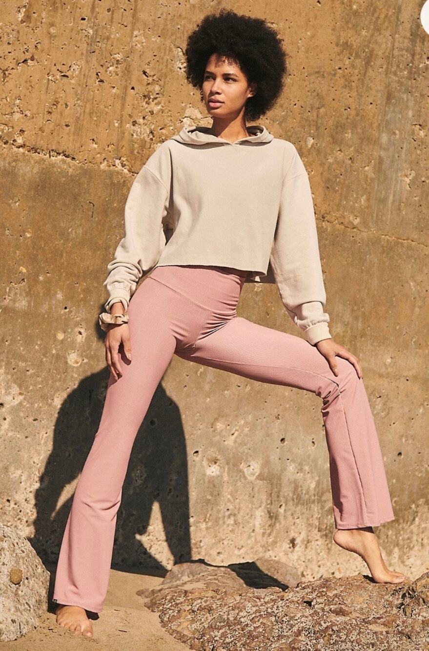 Free People Movement x Onzie Ribbed Slim Flare Leg Dance Leggings Pink Size XS